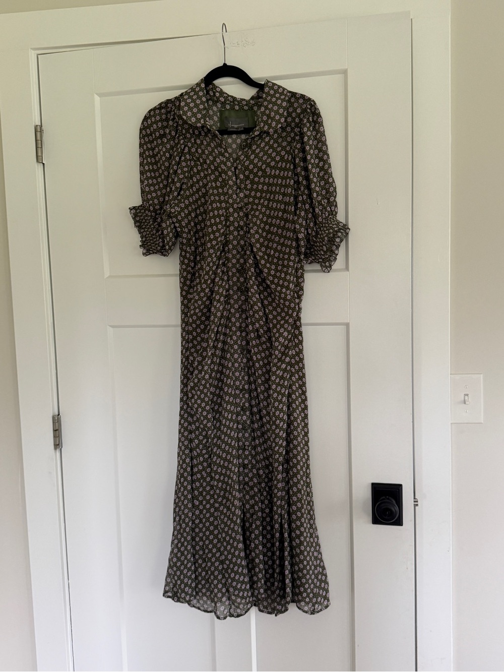 Anthropologie Olive Patterned Maxi Dress